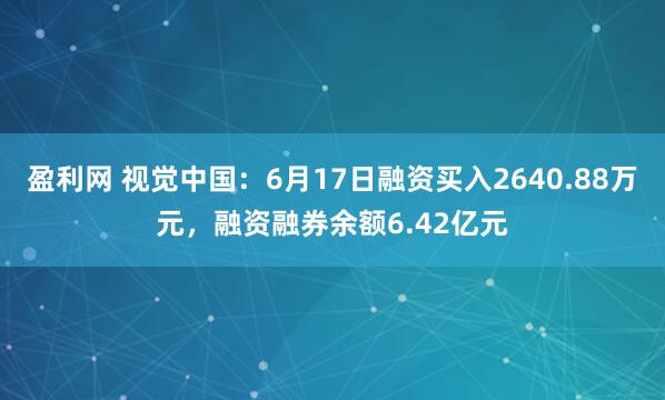 盈利网 视觉中国：6月17日融资买入2640.88万元，融资融券余额6.42亿元