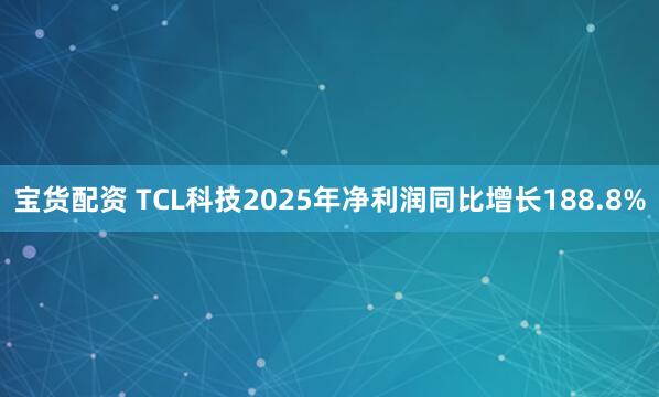宝货配资 TCL科技2025年净利润同比增长188.8%